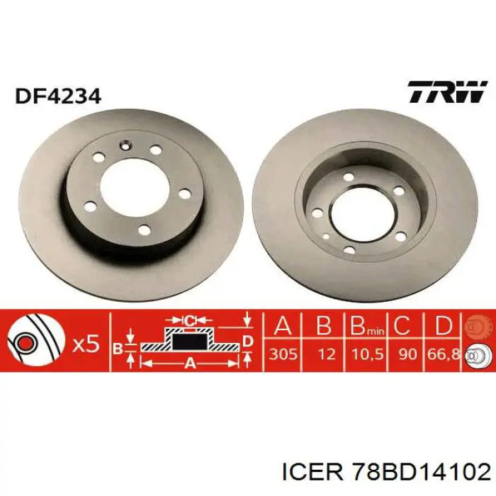 78BD14102 Icer Дисковый тормоз