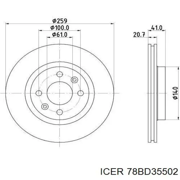 78BD35502 Icer Диск тормозной передний