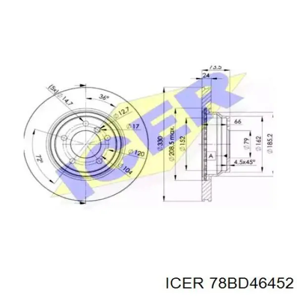 78BD46452 Icer Диск тормозной передний