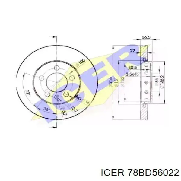 78BD56022 Icer Диск тормозной передний