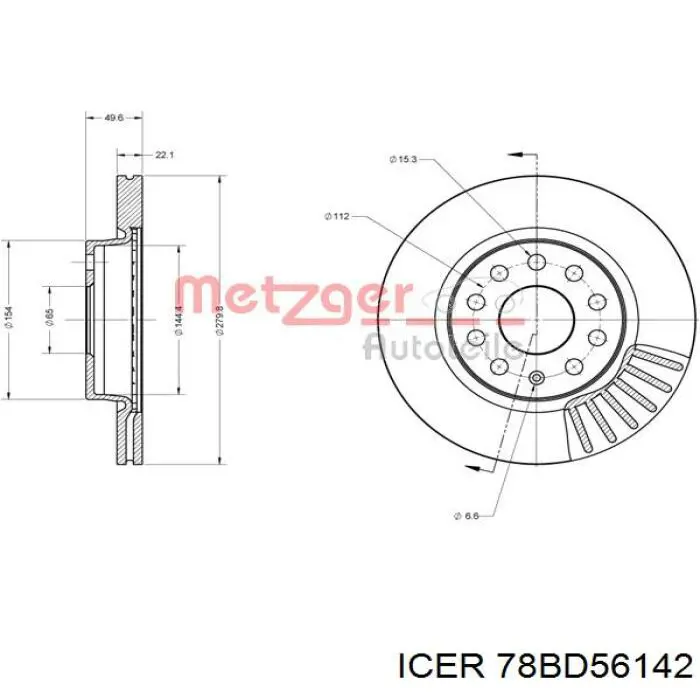 Передний тормозной диск Icer 78BD56142