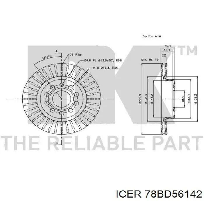 78BD56142 Icer Диск тормозной передний