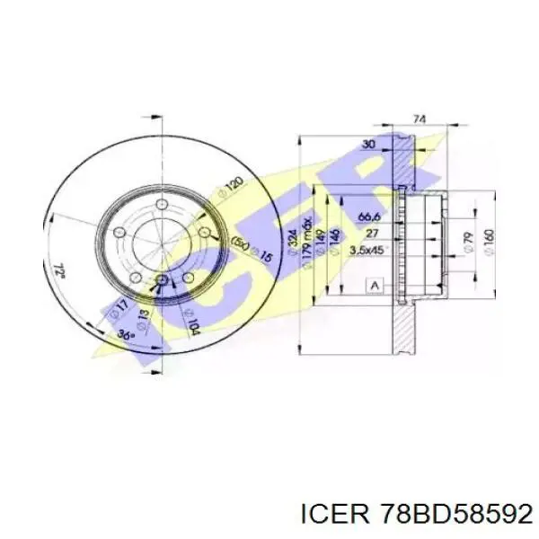 78BD58592 Icer Диск тормозной передний