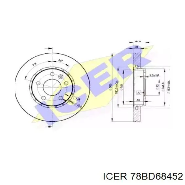 Передние тормозные диски 78BD68452 Icer