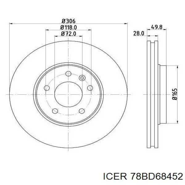 78BD68452 Icer Диск тормозной передний