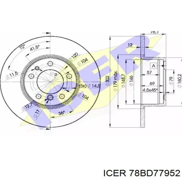 78BD77952 Icer Диск тормозной передний