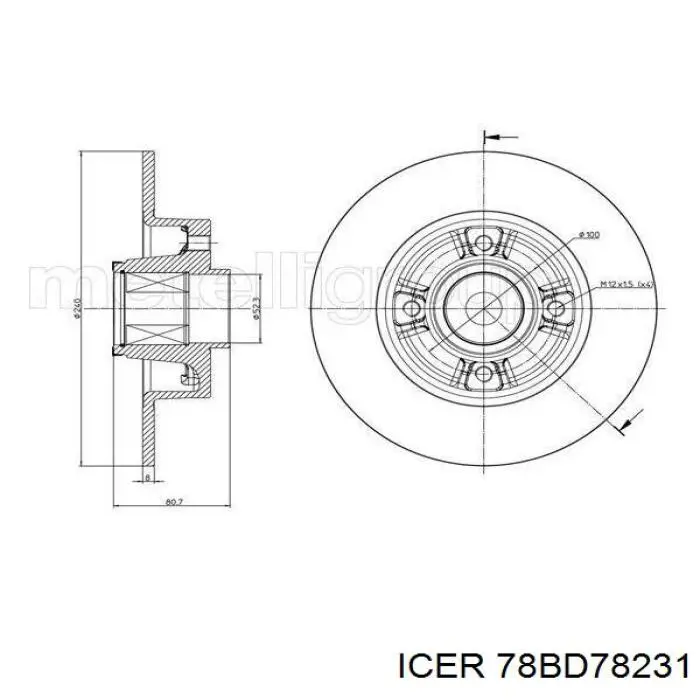 Диск гальмівний задній 78BD78231 Icer