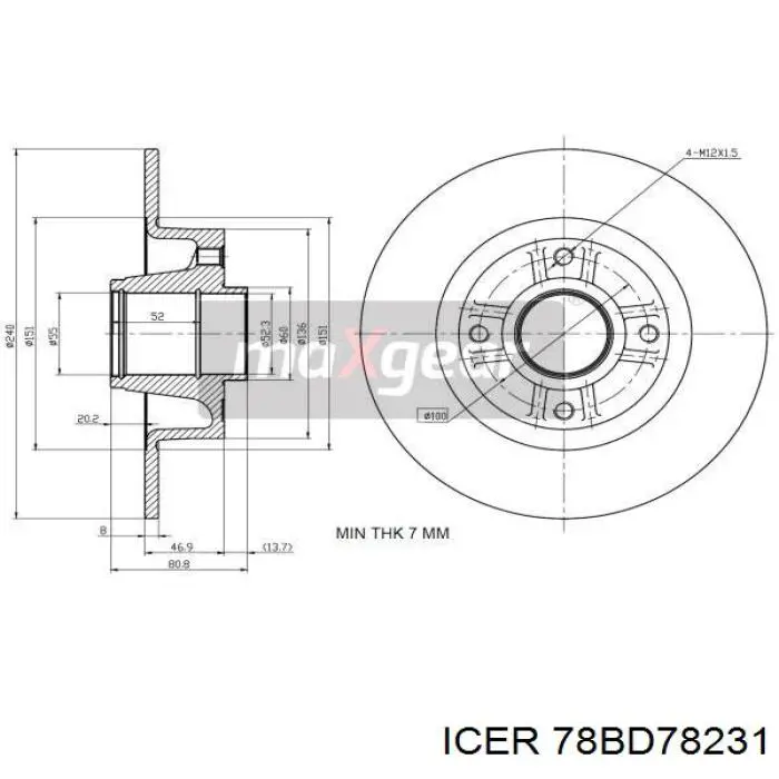78BD78231 Icer Дисковый тормоз