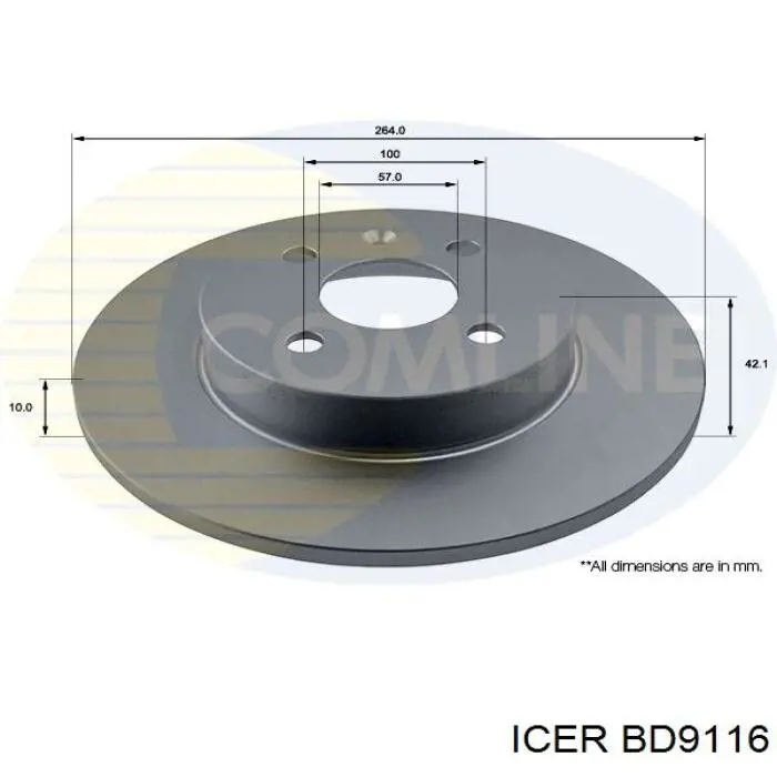Задний тормозной диск Icer BD9116 цена, от 27.67 USD