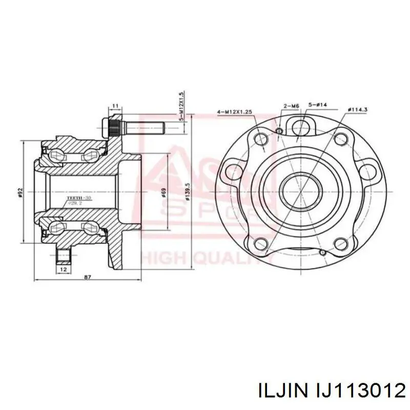 Задняя ступица IJ113012 Iljin