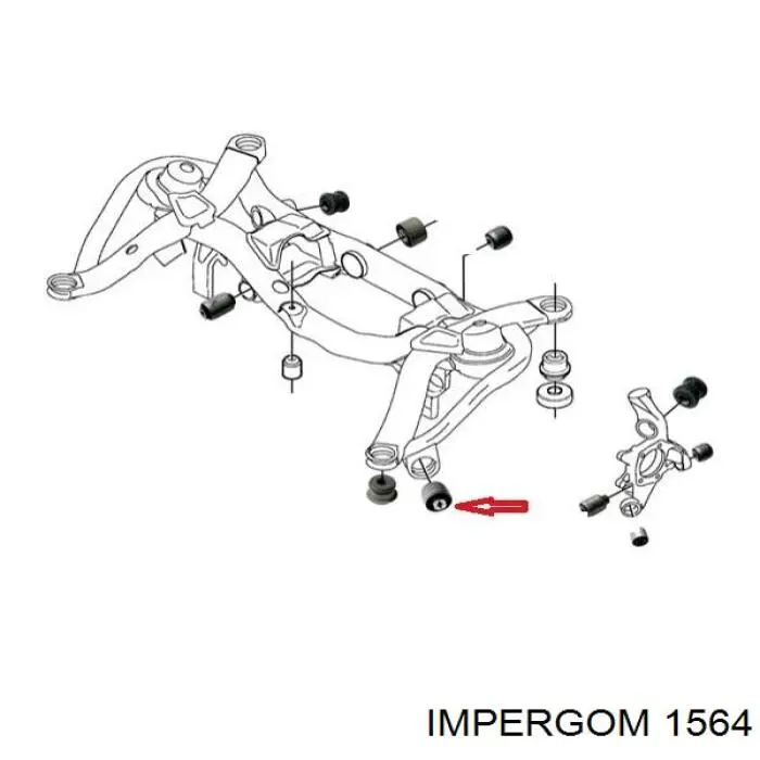 Сайлентблок заднего подрамника Impergom 1564 цена, от 10.48 USD