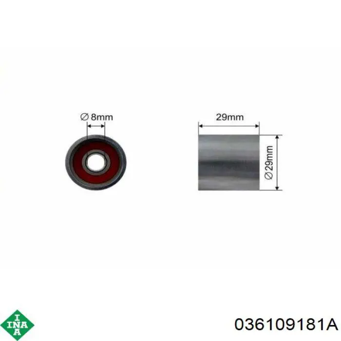 Обводной ролик ремня ГРМ INA 036109181A цена, от 14.29 USD
