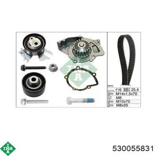 ГРМ ремни, комплект INA 530055831 цена, от 120.02 USD