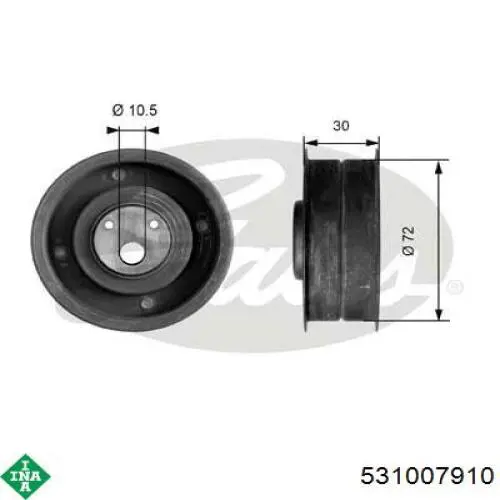 Ролик натяжителя ремня газораспределения INA 531007910 цена, от 17.05 USD