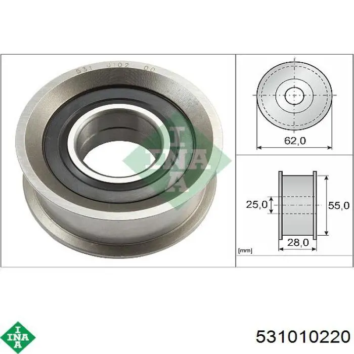 Ролик натяжителя ремня ГРМ INA 531010220