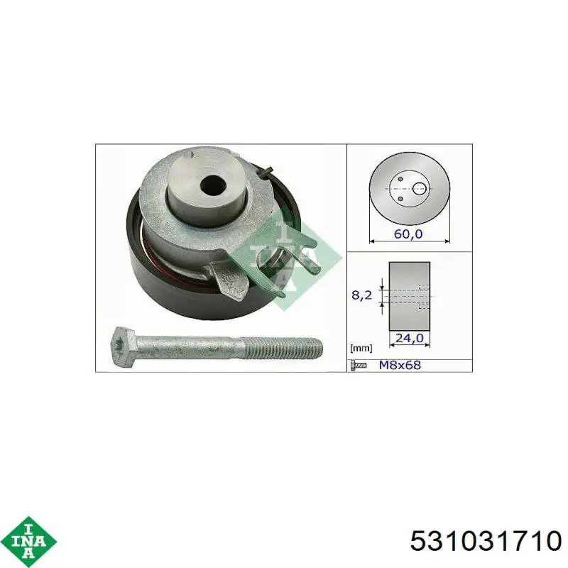 Ролик натяжителя ремня газораспределения INA 531031710 цена, от 27.31 USD