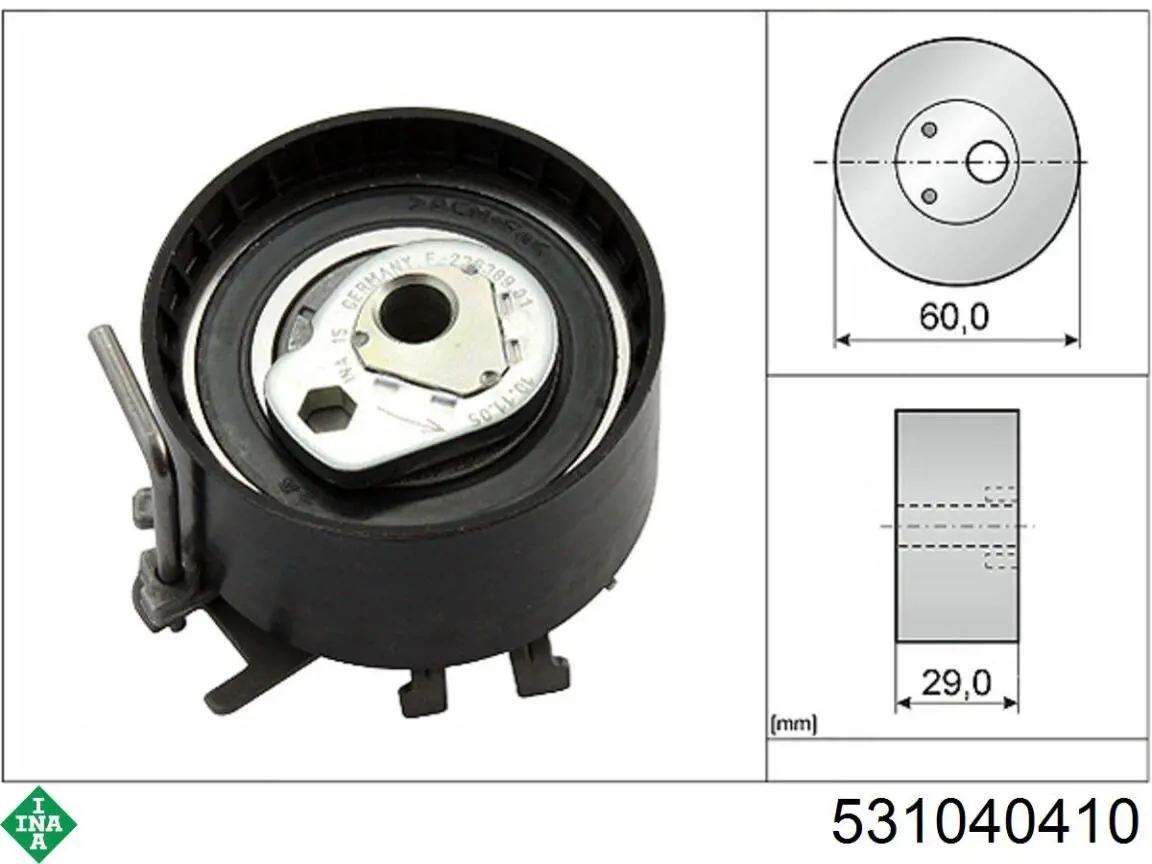 Ролик натяжителя ремня газораспределения INA 531040410 цена, от 30.25 USD