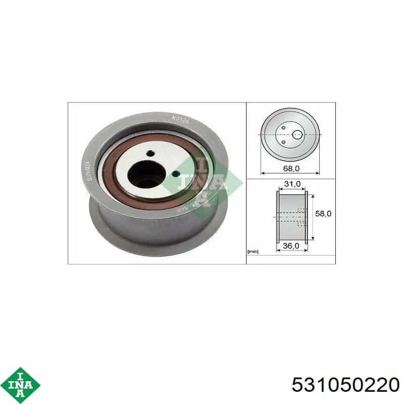 Ролик натяжителя ремня газораспределения INA 531050220 цена, от 76.68 USD