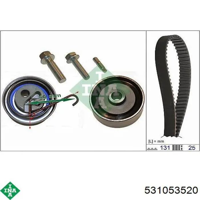 Ролик натяжителя ремня газораспределения INA 531053520 цена, от 19.65 USD