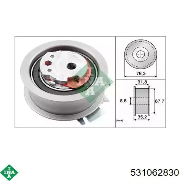 Ролик натяжителя INA 531062830