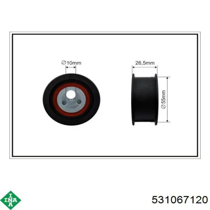 Ролик натяжителя ремня газораспределения INA 531067120 цена, от 20.08 USD