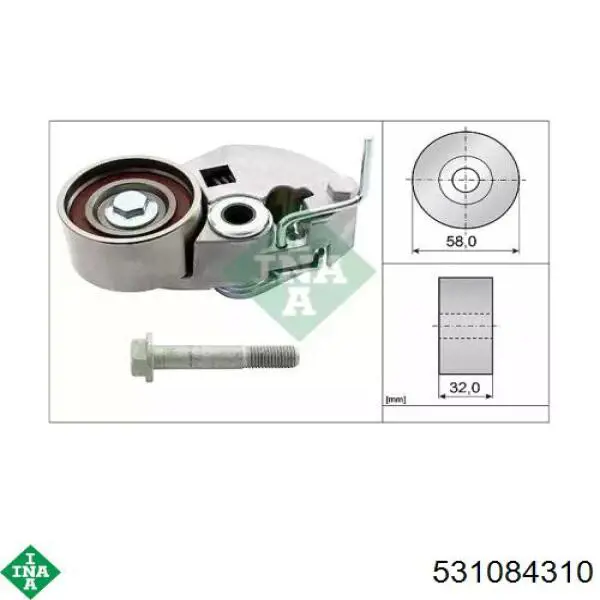 Натяжной ролик ремня ГРМ INA 531084310 цена, от 34.51 USD