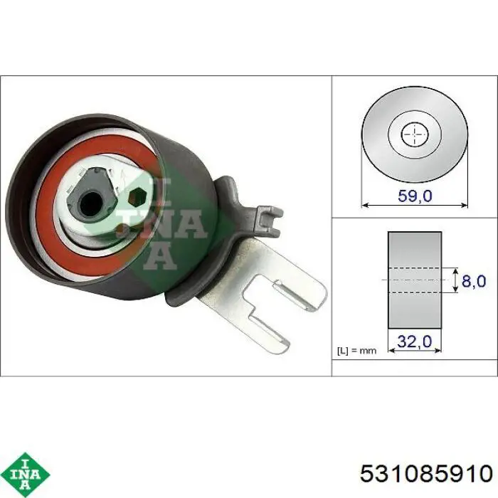 Ролик натяжителя ремня газораспределения INA 531085910 цена, от 35.48 USD