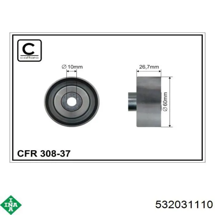Паразитный ролик приводного ремня INA 532031110 цена, от 22.11 USD