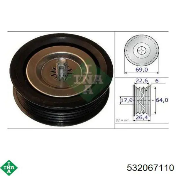 Паразитный ролик приводного ремня INA 532067110 цена, от 11.67 USD