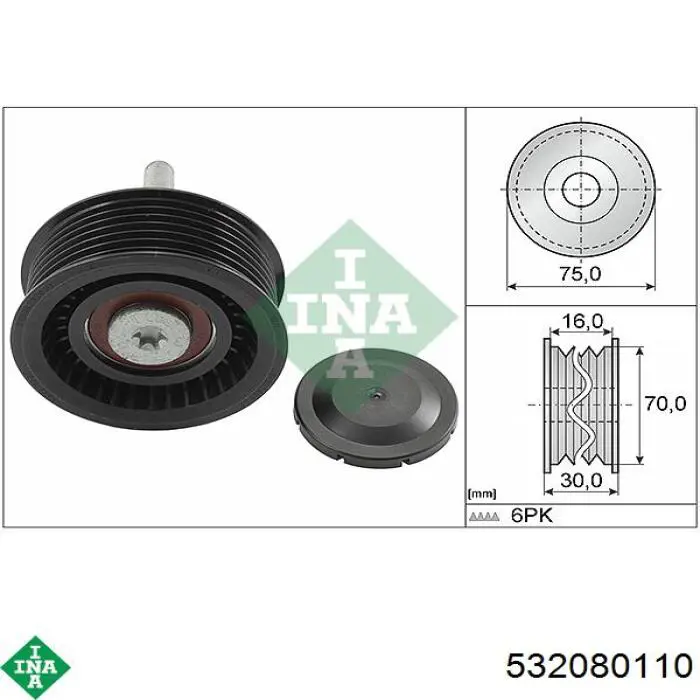 532080110 INA rolo parasita da correia de transmissão