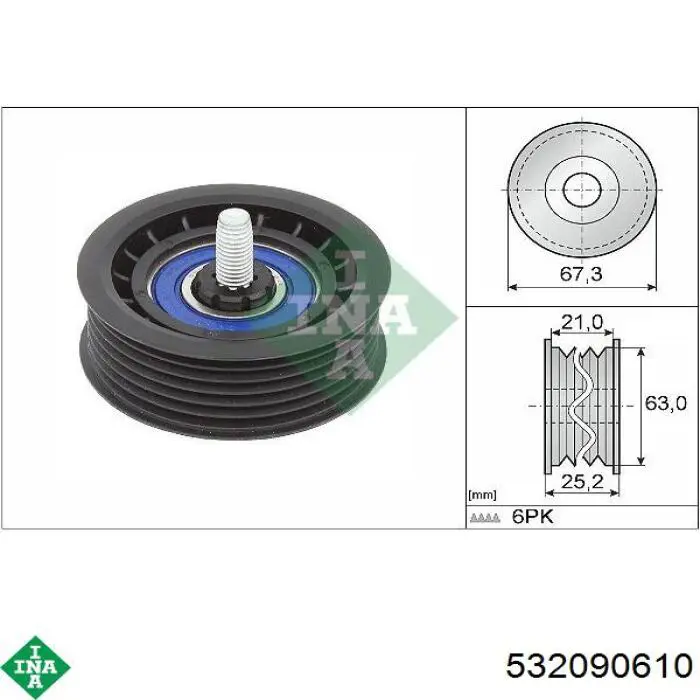 532 0906 10 INA rolo parasita da correia de transmissão