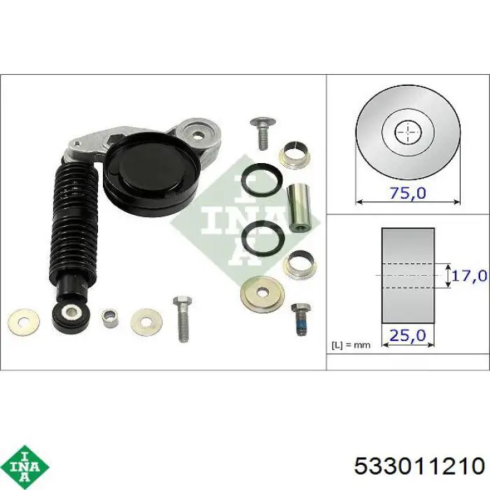 Демпфер натяжителя приводного ремня INA 533011210 цена, от 70.73 USD