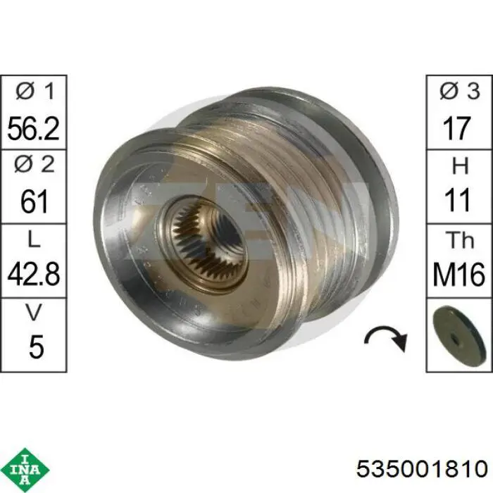 Инерционный шкив INA 535001810 цена, от 23.81 USD