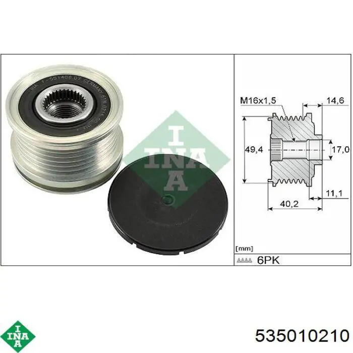 Шкив генератора 535010210 INA