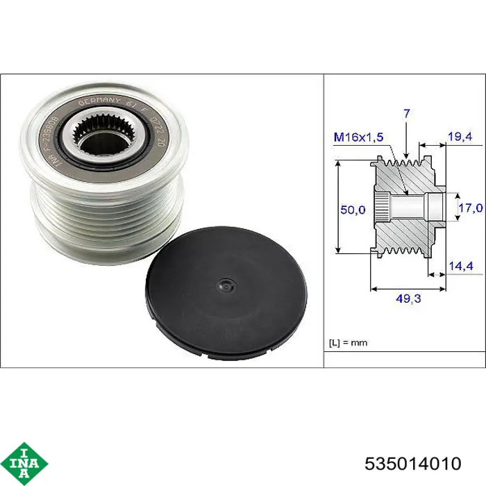 Шкив генератора 535014010 INA