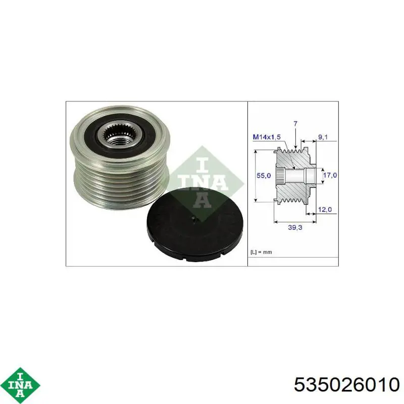 Шкив генератора 535026010 INA