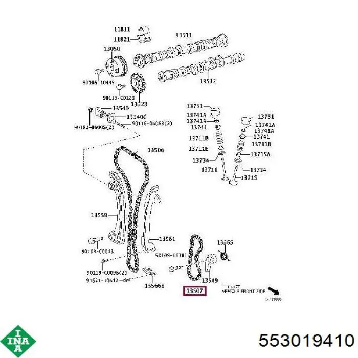 Цепь масляного насоса 553019410 INA