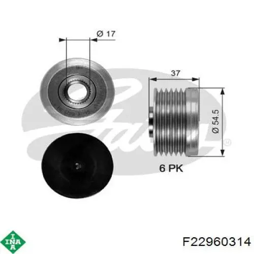 Шкив генератора F22960314 INA