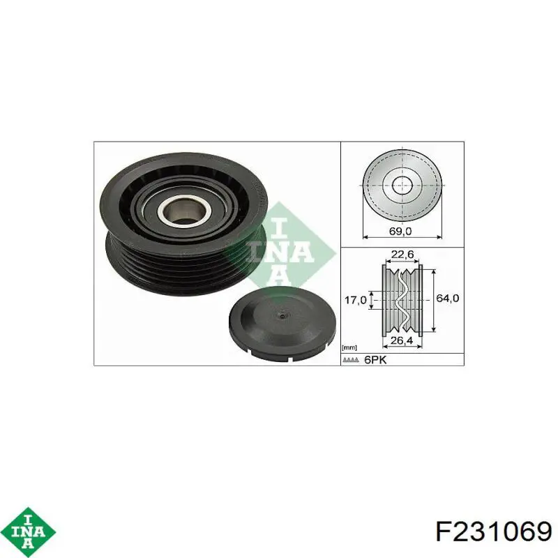 Паразитный ролик приводного ремня INA F231069 цена, от 7.24 USD