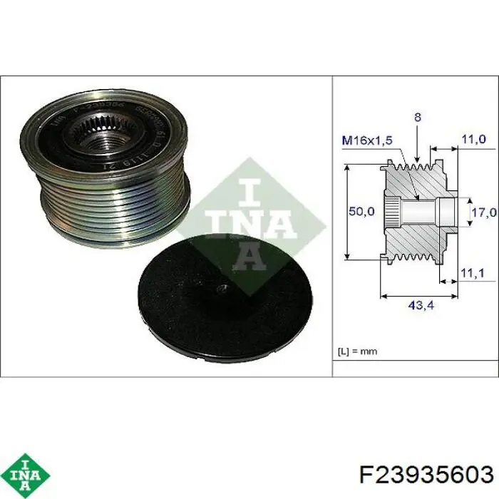 Шкив генератора F23935603 INA