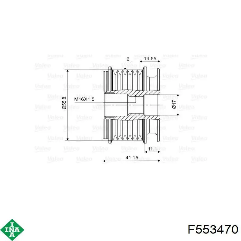 Шкив генератора F553470 INA