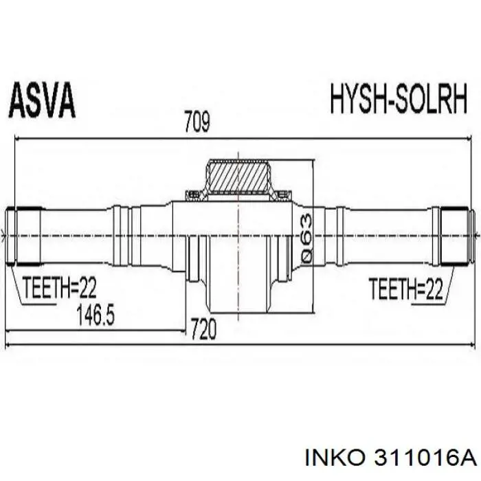 ШРУС наружный передний 311016A Inko