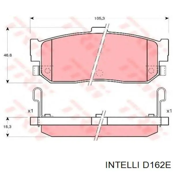 D162E Intelli колодки тормозные задние дисковые