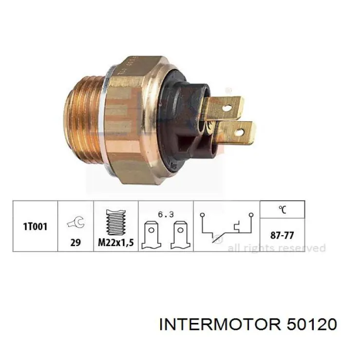Датчик температуры охлаждающей жидкости (включения вентилятора радиатора) Intermotor 50120