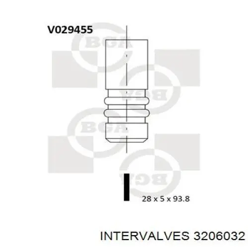 Válvula de admisión 3206032 Intervalves