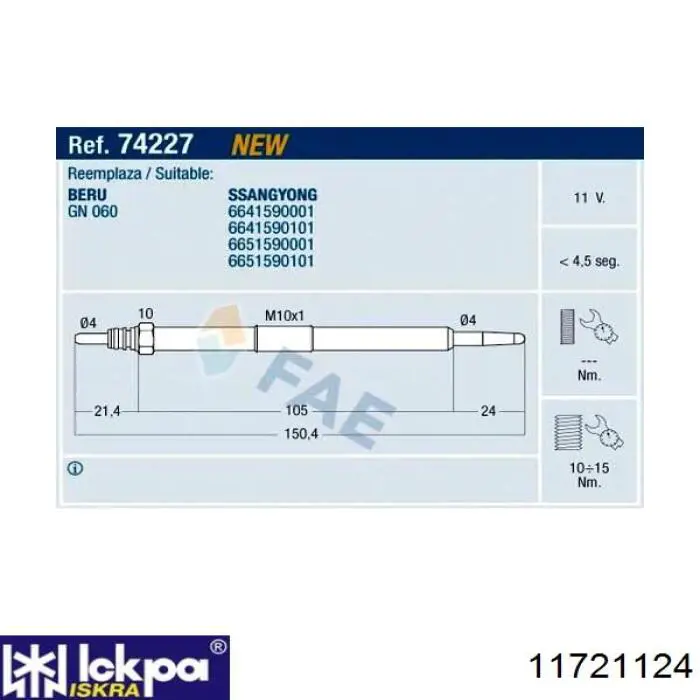 11721124 Iskra vela de incandescência