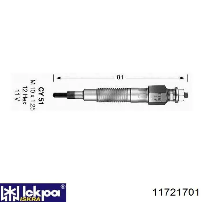 Свічка накалу 11721701 Iskra