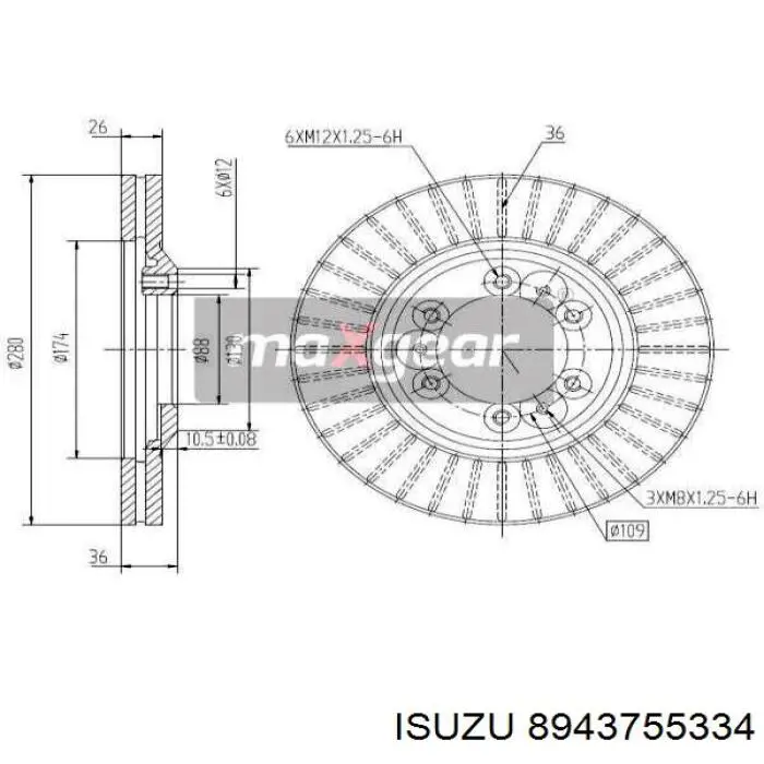 Передние тормозные диски 8943755334 Isuzu