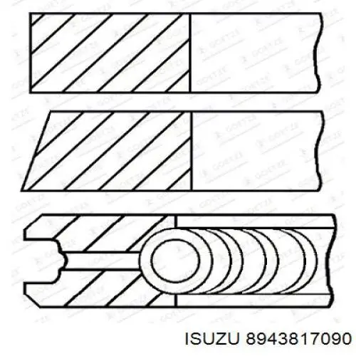 Комплект поршневых колец на 1 цилиндр, стандарт 8943817090 Isuzu