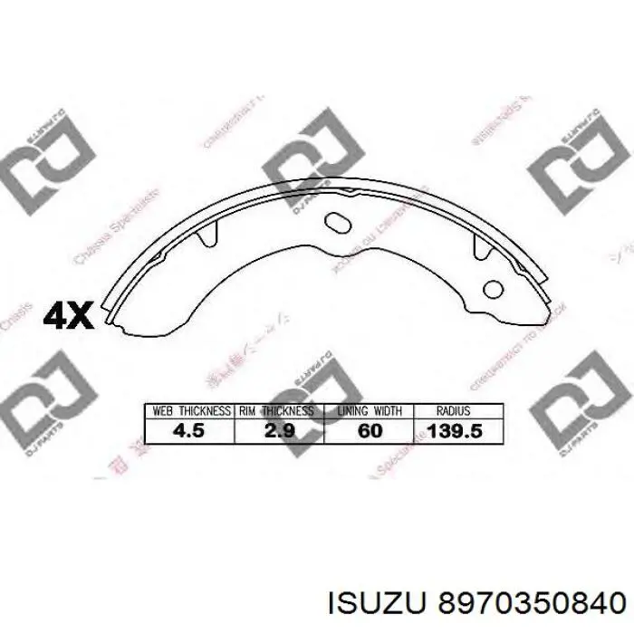 Передние барабанные колодки 8970350840 Isuzu